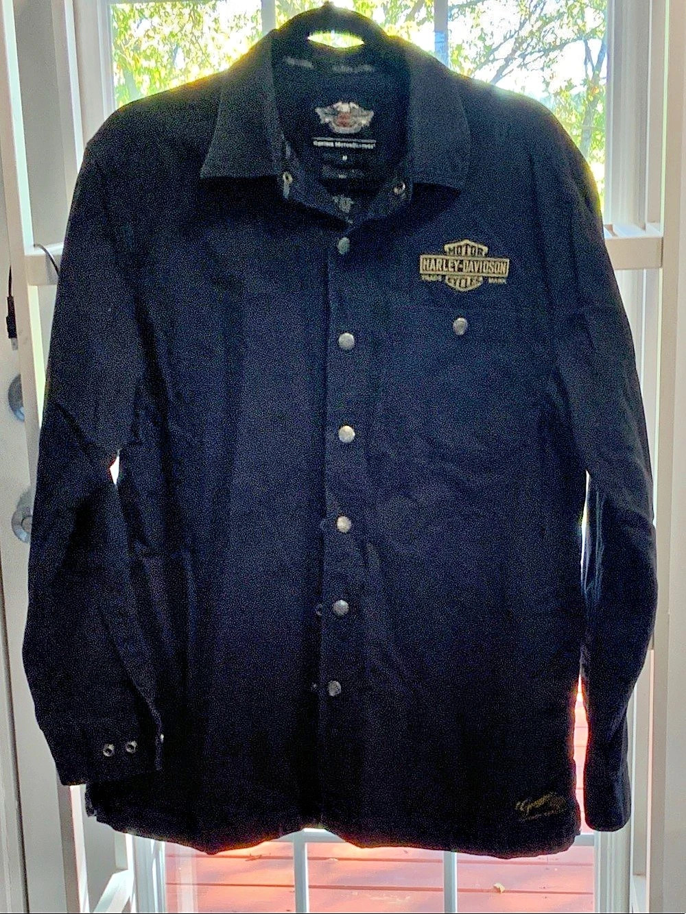 Harley-Davidson Men's Black Snap Collared Shirt Size Medium